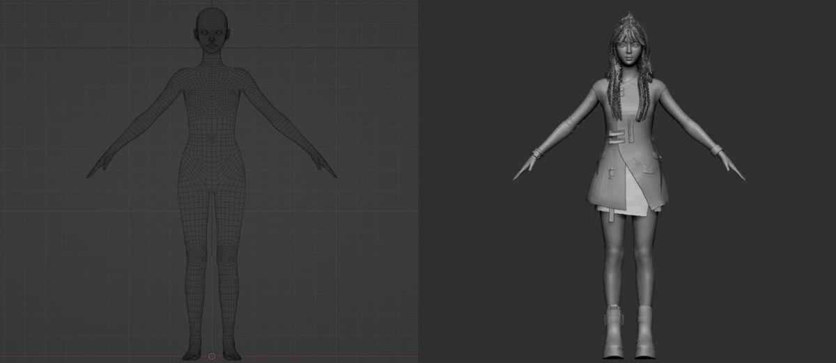 Tigress in the Woods Main Character Body Sculpting Process