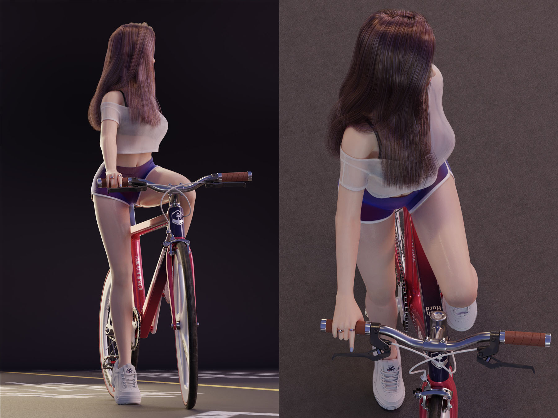 Cycling Girl Bottom and Top Shot