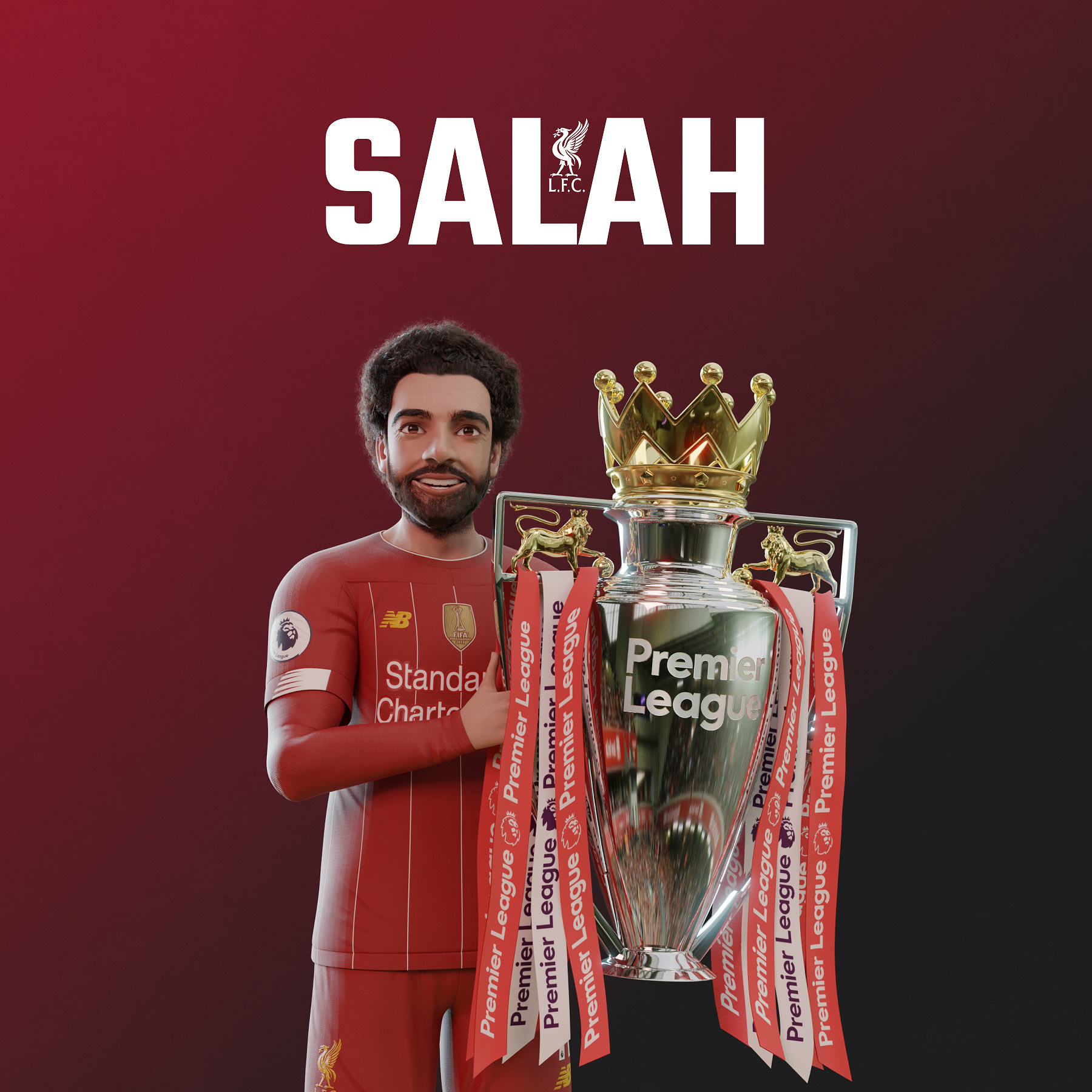 Salah Character Holding the Premier League Cup