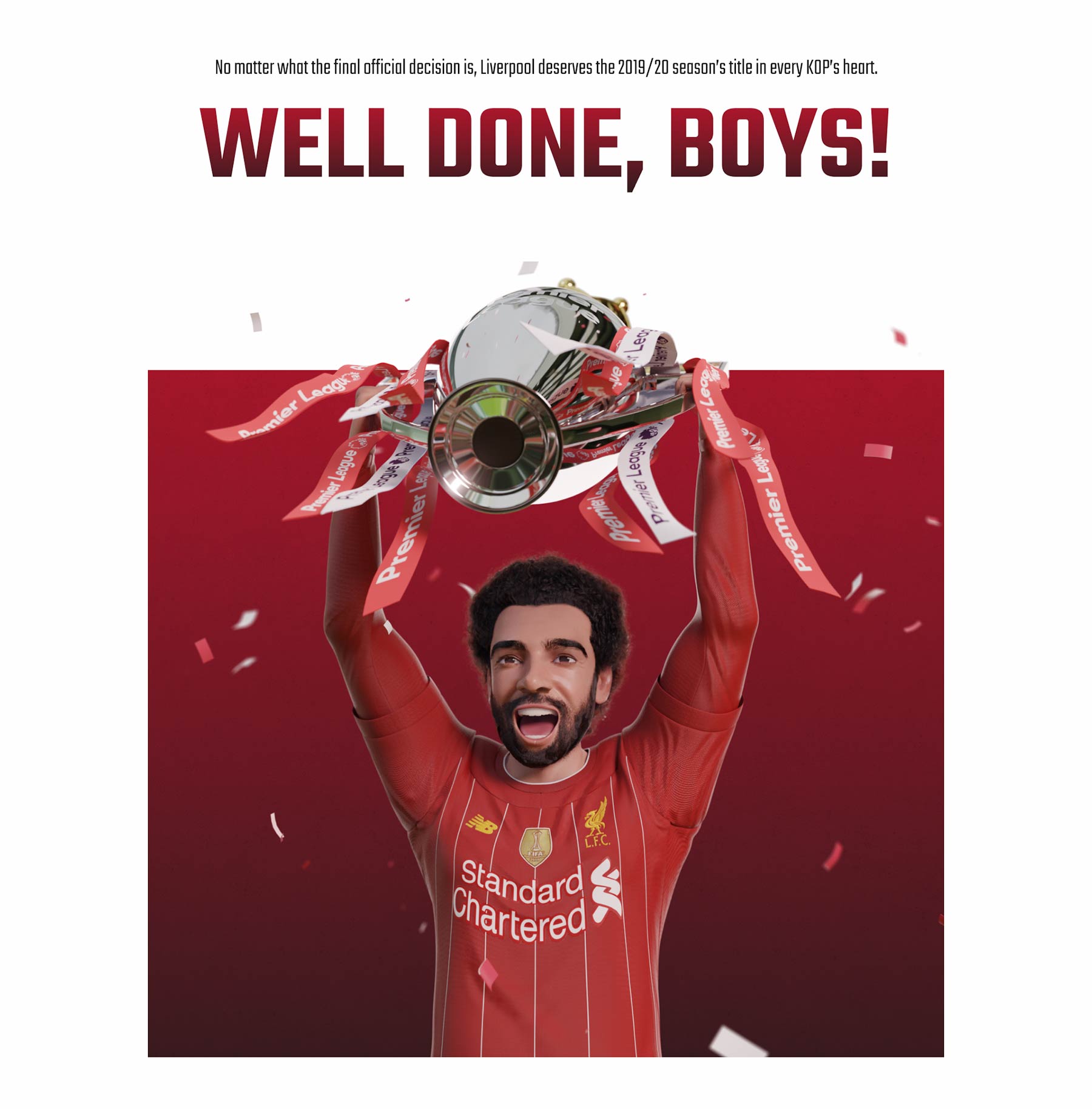 Salah Character Holding the Premier League Cup High