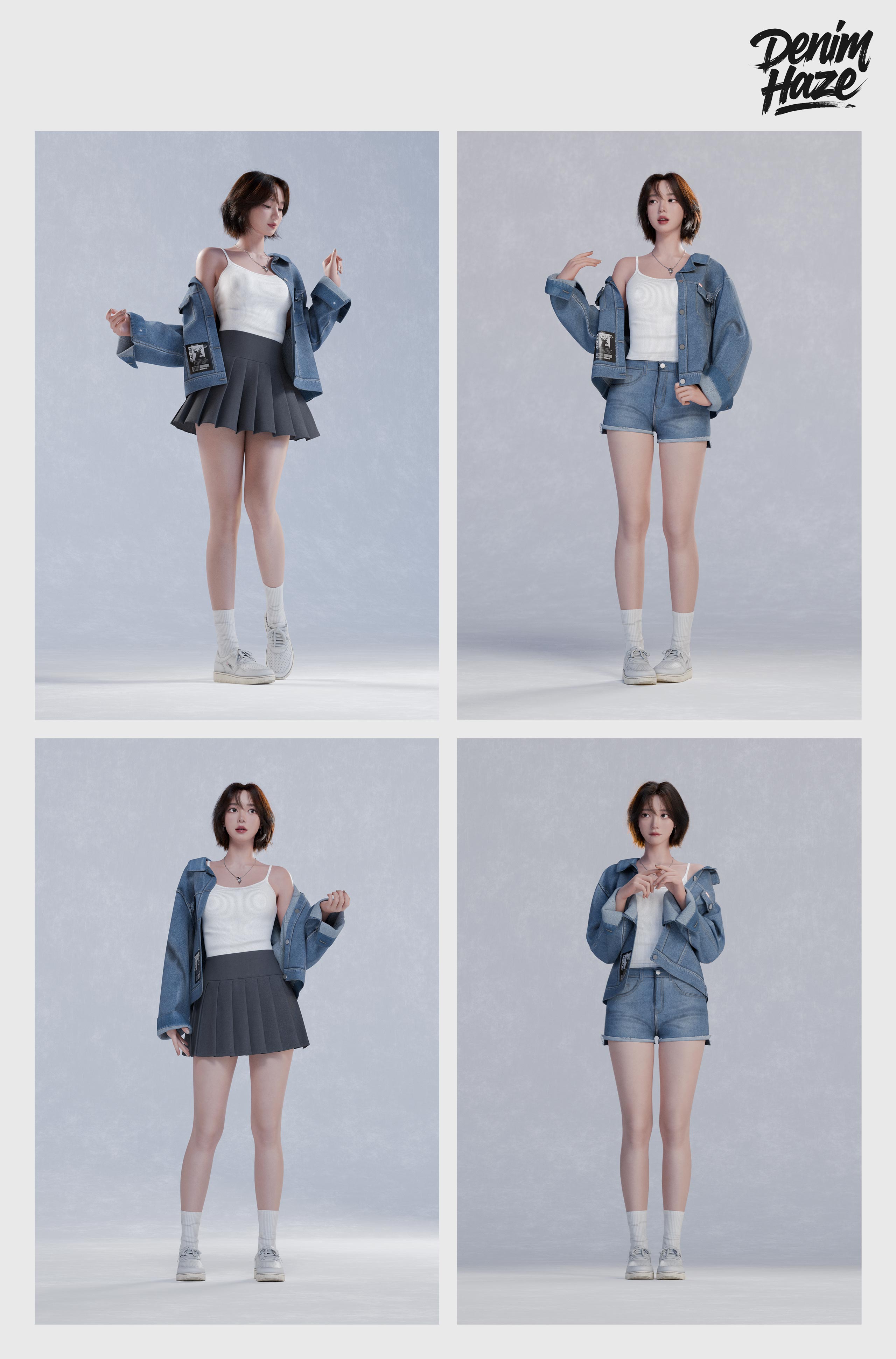 Girl in Denim Full Body Grid