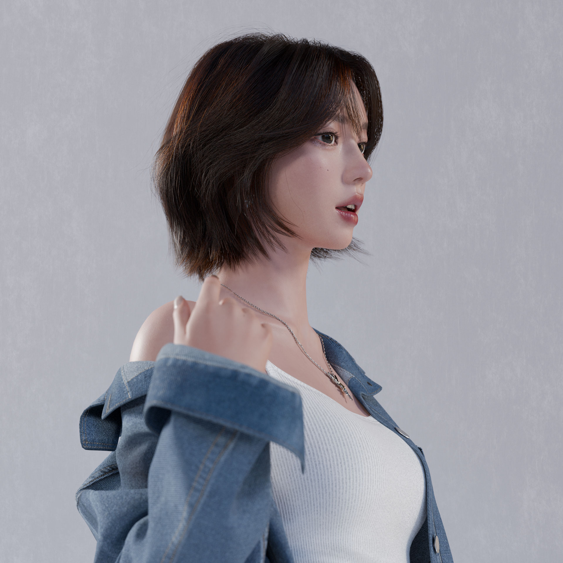 Girl in Denim Idle Stance