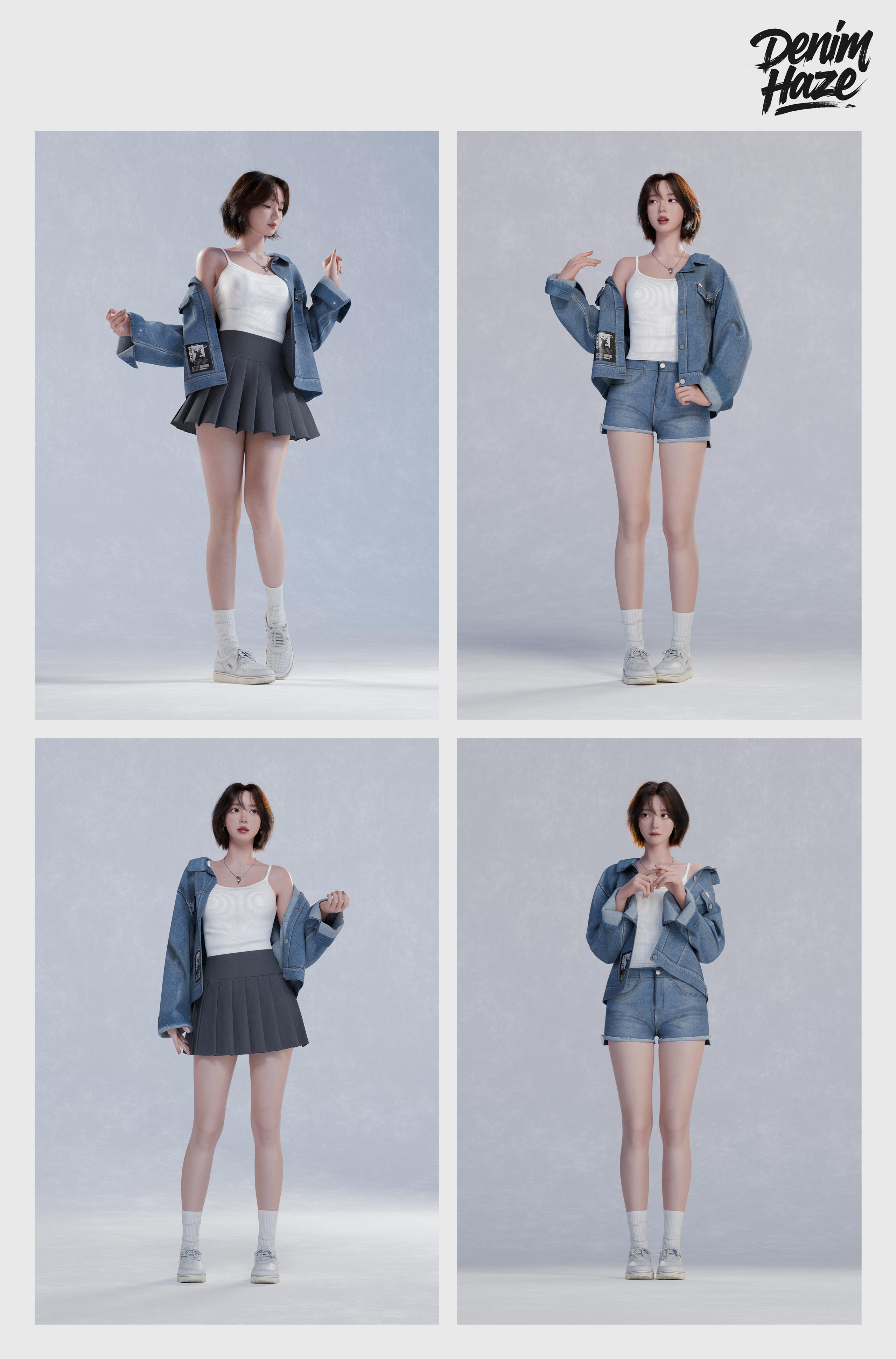Girl in Denim Full Body Grid